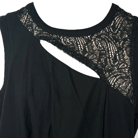 Vintage Thalia Sodi Peplum Asymmetric‎ Dress Sz 12 Lace Cutout - Picture 5 of 11